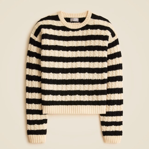 J. Crew Sweaters - J.Crew Perfect Cashmere Cable-Knit Crewneck Sweater – Stripe | Size Large